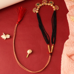 Traditional Maharashtrian Gold-Plated Mangalsutra Necklace With Black Beads And  Floral Pendan