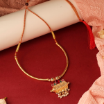 Gold-Toned, Stone-Studded Maharashtrian Thushi Necklace With  Peacock-Motif Pendant And pearl Drops