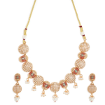 Gold-Plated Kundan And Pearl Necklace And Earring Set