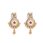 Gold-Plated Kundan And Stone-Studded Temple Choker Jewellery Set