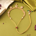 Gold-Plated Kundan And Stone-Studded Temple Choker Jewellery Set
