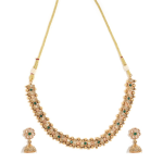 Gold-Plated Stone-Studded Necklace And Earrings Set