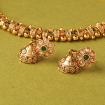Gold-Plated Stone-Studded Necklace And Earrings Set