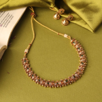 Gold-Plated Stone-Studded Necklace And Earrings Set