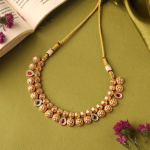 Gold-Plated Copper Alloy Necklace And Earring Set With Red And Green Stones