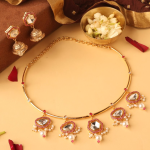 Gold Plated Pota & Crystal Stone Necklace Set