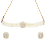 Pearl Choker Necklace Set With Matching Earrings
