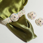 Multi-String Beaded Choker Necklace Set With Matching Stud Earrings