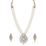 Zaveri Pearls or Kundan  Pearl Multi-Layer Necklace And Earrings Set