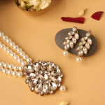 Zaveri Pearls or Kundan  Pearl Multi-Layer Necklace And Earrings Set