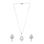 Silver-Tone Crystal Teardrop Pendant Necklace & Earrings Set