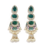 Priyaasi Green Meenakari Kundan Beads Earrings
