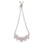 Zeneme Rhodium Plated Adjustable Delicate AD Stone Chain Bracelet for Women and Girls