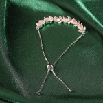 Rhodium Plated Silver-Toned Crystal AD Floral Link Adjustable Bracelet