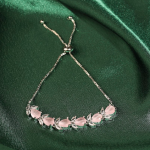 Rhodium Plated Silver-Toned Crystal AD Floral Link Adjustable Bracelet