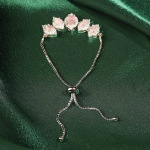 Rhodium Plated Adjustable Delicate AD Stone Chain Bracelet for Women and Girls