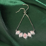 Rhodium Plated Adjustable Delicate AD Stone Chain Bracelet for Women and Girls