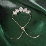 Rhodium Plated Adjustable Delicate AD Stone Chain Bracelet for Women and Girls