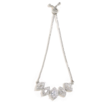 Rhodium Plated Adjustable Delicate AD Stone Chain Bracelet for Women and Girls