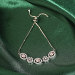 Rhodium Plated Adjustable Delicate AD Stone Chain Bracelet for Women and Girls