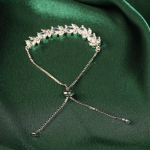 Adjustable Bolo-Style Bracelet Featuring Marquise and Round-Cut Cubic Zirconia Stones