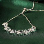 Adjustable Bolo-Style Bracelet Featuring Marquise and Round-Cut Cubic Zirconia Stones