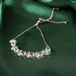 Adjustable Bolo-Style Bracelet Featuring Marquise and Round-Cut Cubic Zirconia Stones