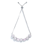 Silver-Toned Rhodium-Plated American Diamond & Crystal Adjustable Bracelet