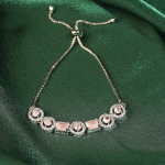 Silver-Toned Rhodium-Plated American Diamond & Crystal Adjustable Bracelet