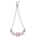 Rhodium-Plated Cubic Zirconia Bracelet with Pink Crystals
