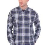 Primarily Blue Checked Slim Fit Casual Shirt