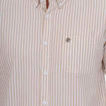 Beige with White Vertical Stripes Classic Fit Shirt