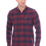 Maroon & Navy Blue Relax Fit Checked Flannel Woolen Shirt