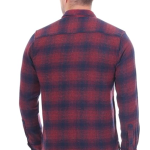 Maroon & Navy Blue Relax Fit Checked Flannel Woolen Shirt